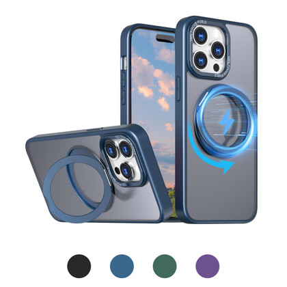 iPhone 15 Pro Frosted Back MagSafe Wireless Charging 360 Rotate Ring Stand Case Cover Apple