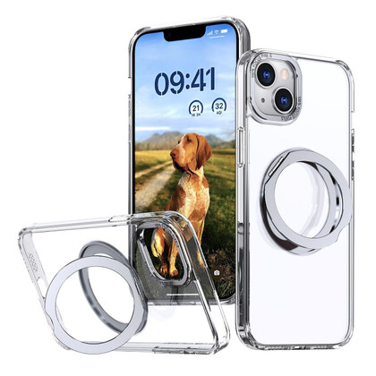 iPhone 15+ Plus Clear Back MagSafe Wireless Charging 360 Rotate Ring Stand Case Cover Apple