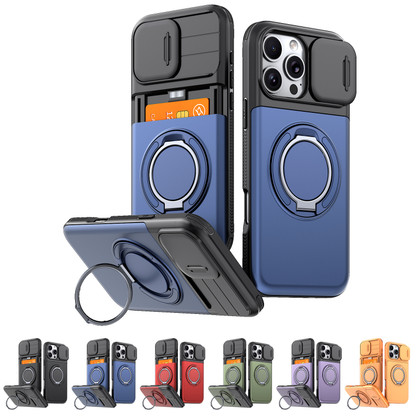 Shockproof iPhone 16 Pro Card Holder 360 Rotate Stand Case Cover Apple 16Pro