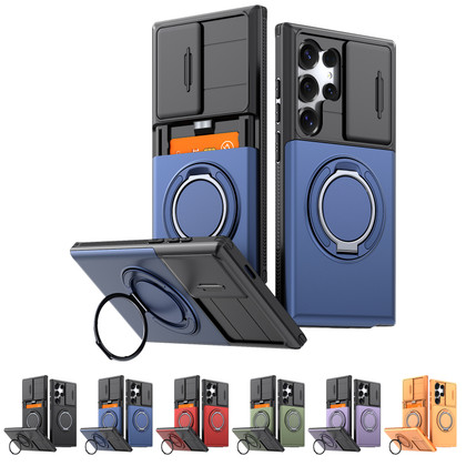 Shockproof Samsung Galaxy S23 Ultra 5G Card Holder 360 Rotate Stand Case Cover S918