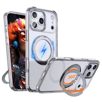 iPhone 18 Pro Max Clear Back MagSafe Wireless Charging 360 Rotate Ring Stand Case Cover Apple ProMax