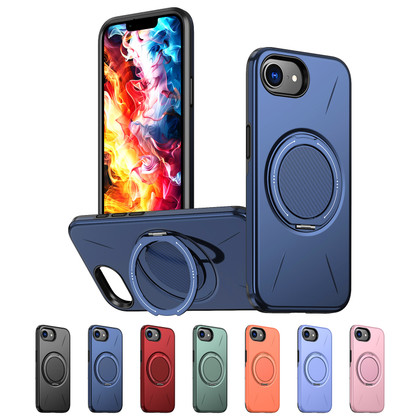 Heavy Duty iPhone 16e MagSafe Wireless Charging 360 Rotate Ring Stand 2-Layer Case Cover Apple iPhone16e