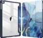 iPad 9.7" 2018 6th Gen Case Cover Clear Back Pen Holder Apple Marble