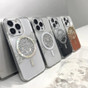 Shockproof Case iPhone 15 Clear Cover Sleek Pattern MagSafe Apple