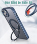iPhone 15+ Plus Frosted Back MagSafe Wireless Charging 360 Rotate Ring Stand Case Cover Apple