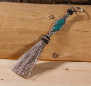 Horse Hair Key Chain - Bead, Grey