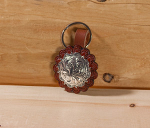 Leather Key Chain with Concho- Brown