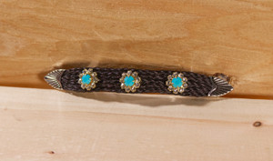 Horse Hair Barrette- BL/TQ