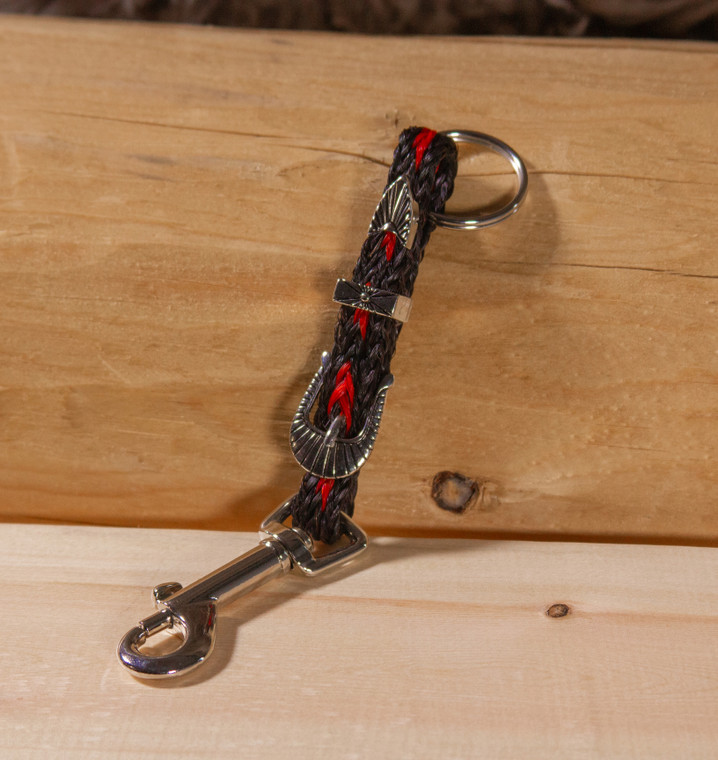 Key Chain Horse Hair, Black Red