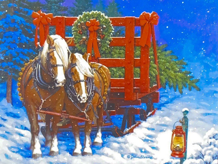 Horse and Wagon Christmas Card