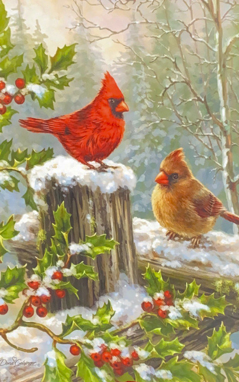 Cardinals on tree stump