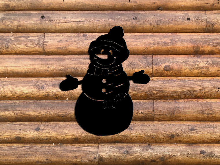 Snowman with mittens Metal Wall Art