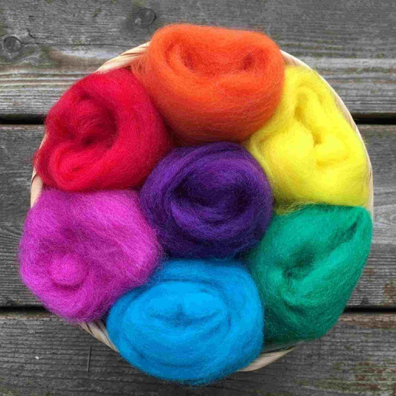 Ashford Corriedale Wool Roving Pack - Rainbow Brights - A Child's Dream