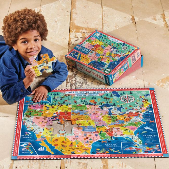 Puzzle - USA and Neighbors Map 48 Piece Giant - A Child's Dream