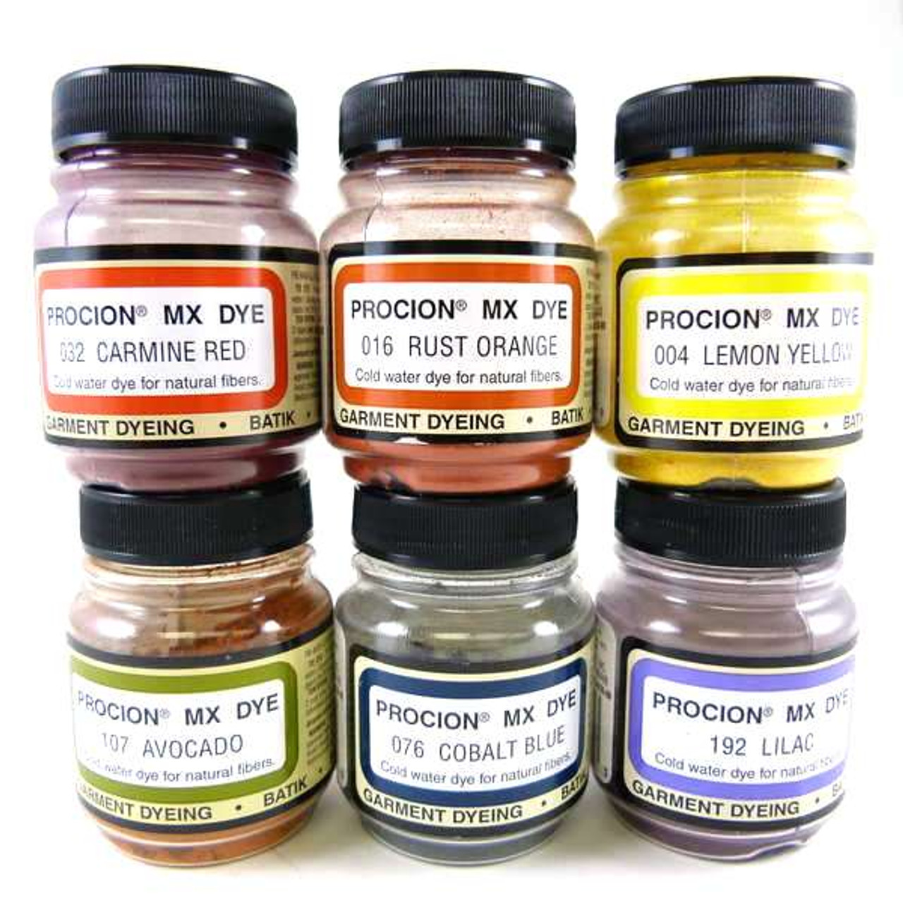 Jacquard Procion Mx Dye 4 Color Set with Soda Ash and Color Mixing Chart -  Lemon Yellow - Fuchsia - Turquoise - Jet Black