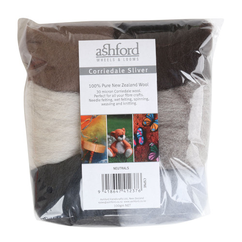 Ashford Corriedale Wool Roving Pack - Neutrals
