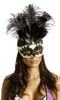 Carnival Mask Big Feathr Bk/gd