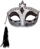 Tasseled Mardi Gras Mask Silve