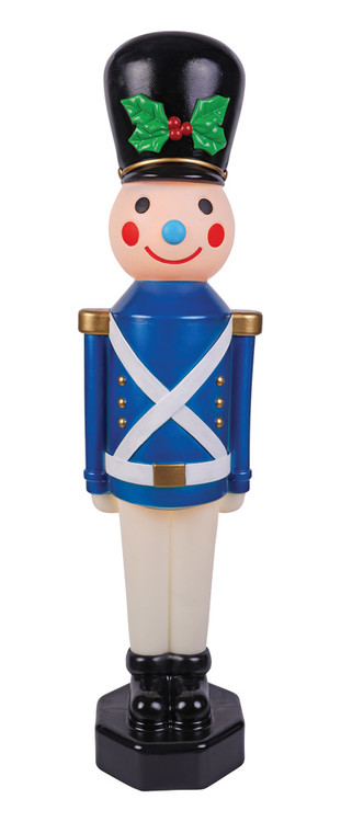 Nutcracker Blow Mold Christmas Decoration Blue 59” Toy Soldier Vintage Style