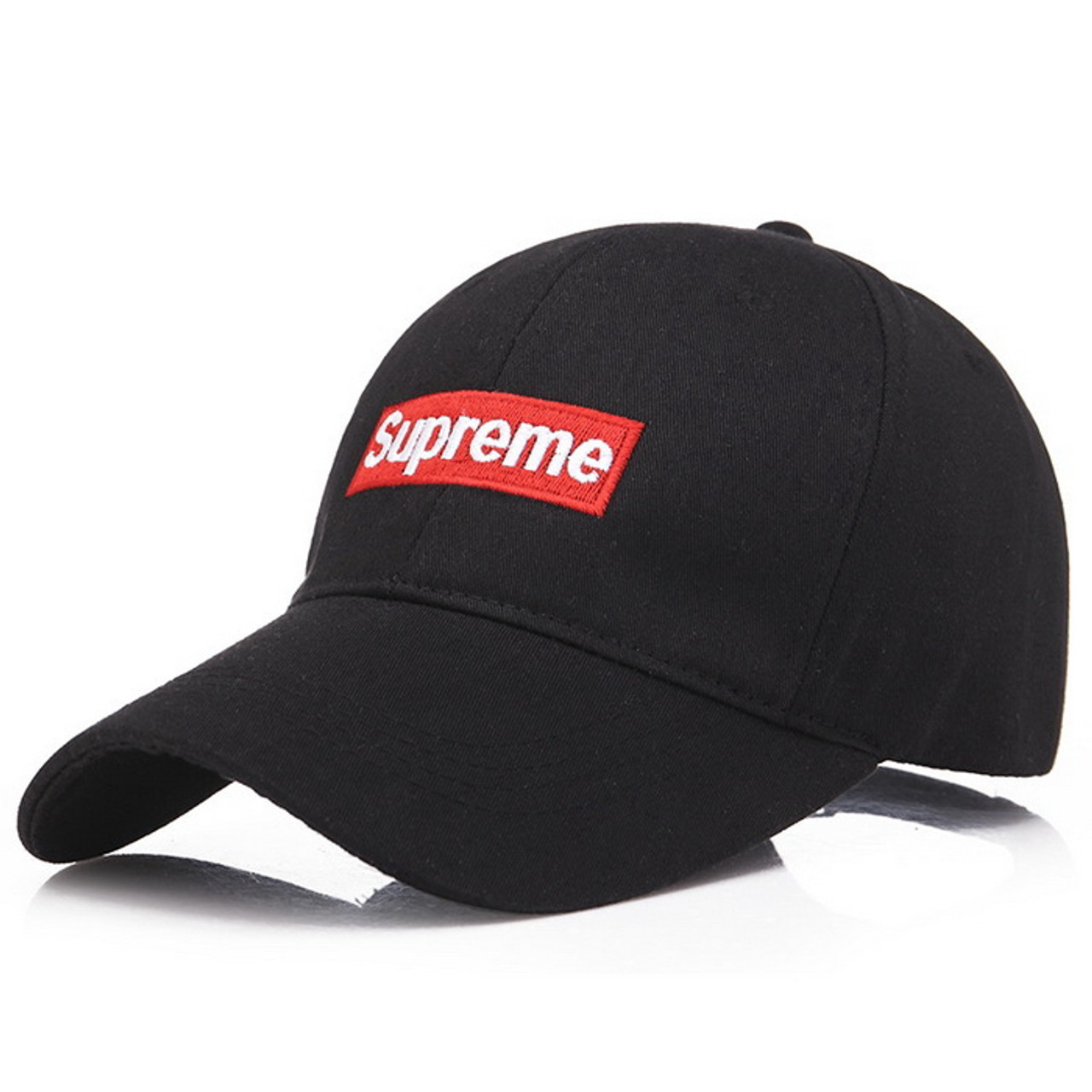 Supreme Mens Strap Logo Red Black Baseball Cap Adjustable Hat