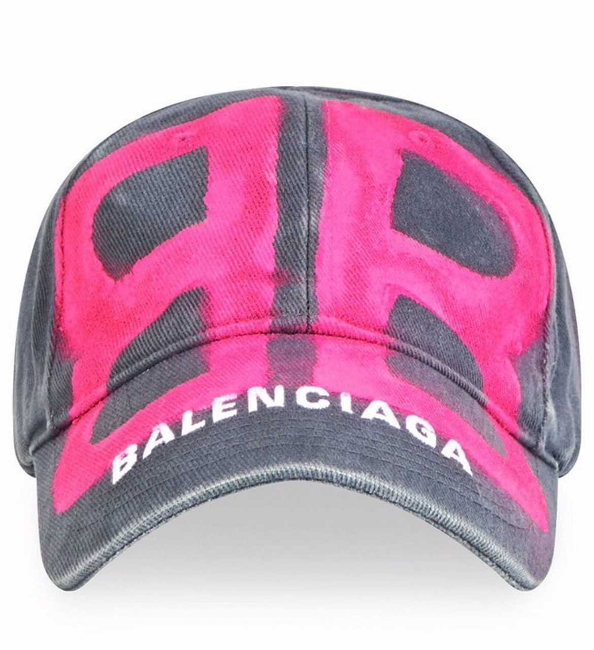 Balenciaga Mens BB Sprayed Black Cap Cotton Drill