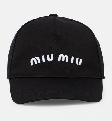 Miu Miu Logo Embroidered Black Baseball Cap