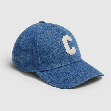【CELINE】Blue cotton denim Macadam Casquette【ランク:Ａ】 Vintage Celine Macadam Pattern Indigo Canvas Leather Bucket