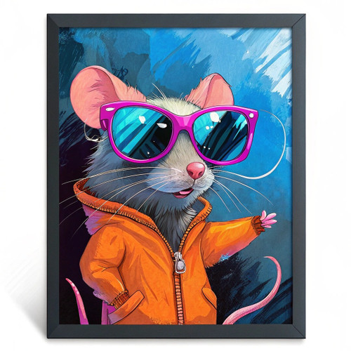 Cute Rat Wall Art Rat Print Artwork Rat Gift Bright Colours Pet Rat Art (2) Post