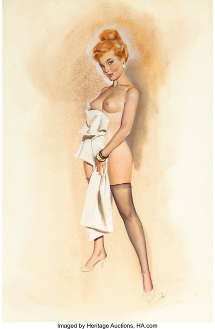 FRITZ WILLIS (American, 1907-1979). Pin-Up with Towel. M Poster Canvas Movie Fil