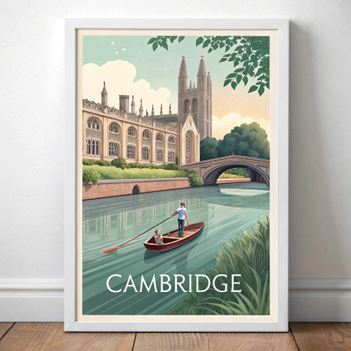 Captivating Cambridge England Travel Poster - Punting Inspired Art Print Poster