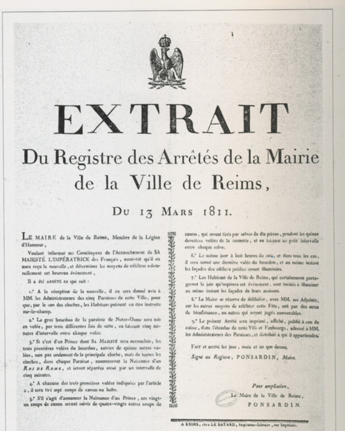 1811 Célébration de la naissance du roi de Rome arêté de la Mariei de la Ville