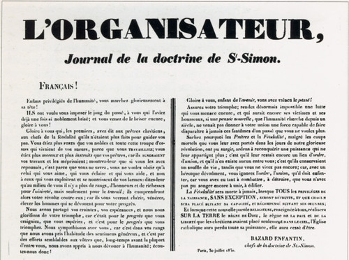 1830 Placard des saint-simoniens, l'Organisateur, Post Poster Canvas Movie Film