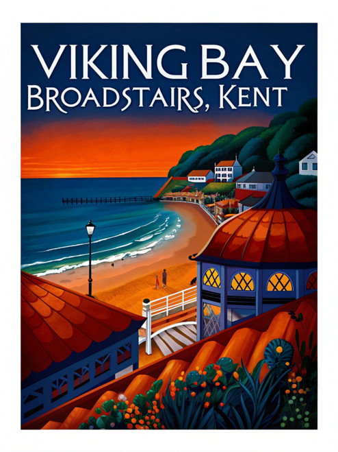 viking-bay-in-broadstairs--kent-travel-poster Poster Canvas Movie Film Print A0