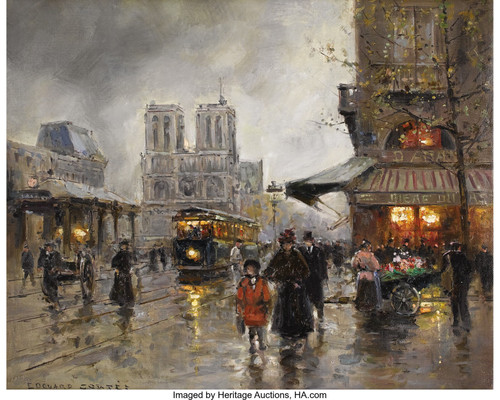 EDOUARD LEON CORTES (French 1882-1969). Notre Dame. Poster Canvas Movie Film Pri