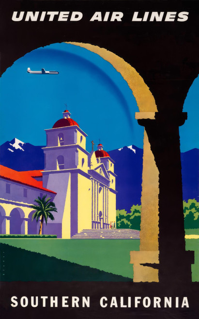 United Air Lines Southern California Travel Poster-artofuniverse0