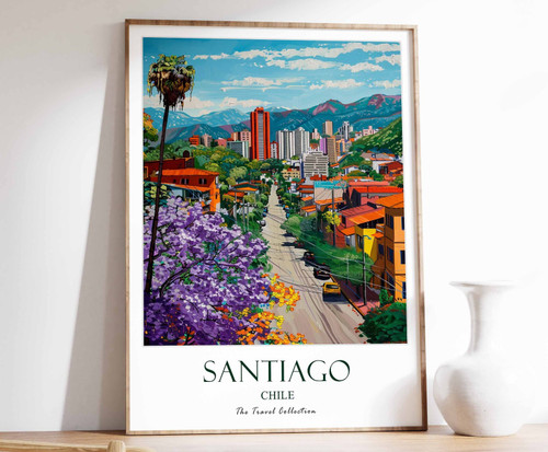 10_Santiago Poster, Santiago Travel Print, Chile Travel Art, Tropical Decor, Flo