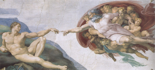 205. the creation of adam (detail of the sistine chapel) Poster Canvas Movie Fil