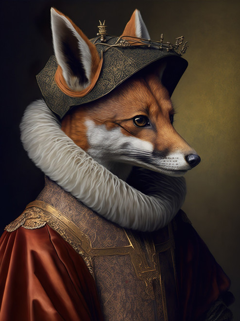 Aristocratic Fox 3by4 Poster Canvas Funny Annimals Pritnt A0 A1 A2 A3 A4 A5 A6