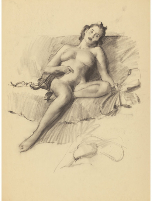 Gil Elvgren - Pinup Girl - Reclining Nude 1 Poster Canvas Movie Film Print A0 A1