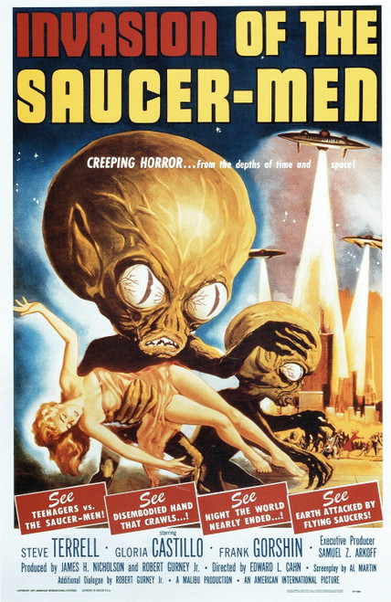 Invasion Of The Saucer Men -US 1957 small Poster Canvas Movie Film Print A0 A1 A