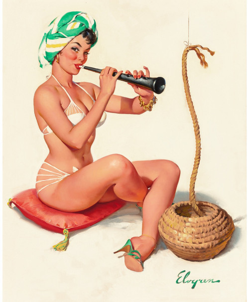 Gil Elvgren - Pinup Girl - Charming Trick 1961 Poster Canvas Movie Film Print A0