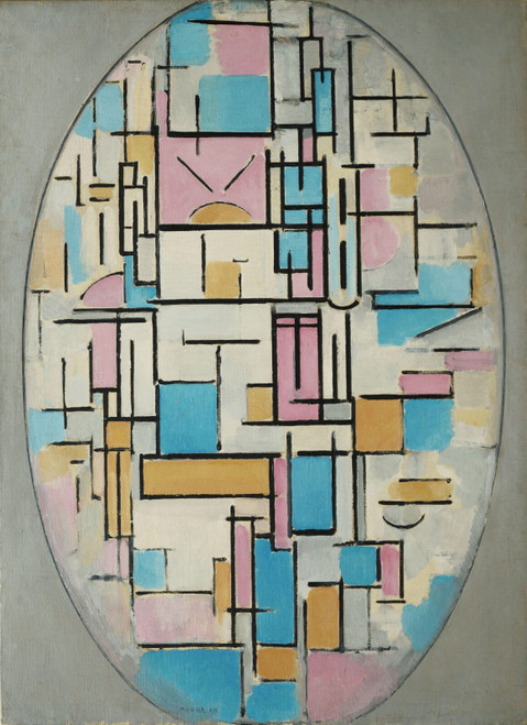 Piet Mondrian - Composition in Oval with Color Planes 1 Poster Canvas Movie Film