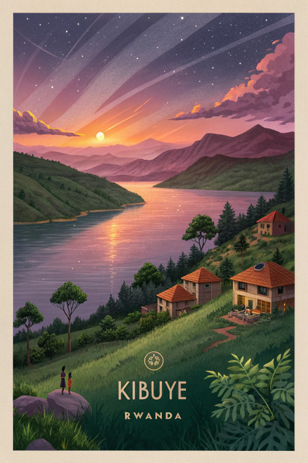 Kibuye Rwanda Scenic Lake View Travel Poster - African Landscape Art Print Poste