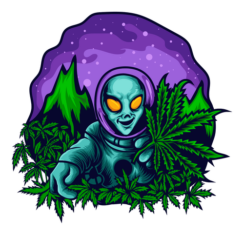 231. Alien invasion a cannabis garden sticker Fun Gift Poster Canvas Print A0 A1