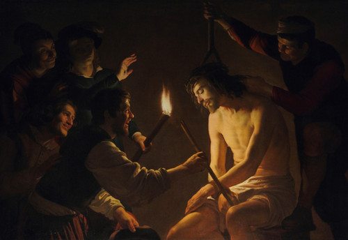 Mocking_of_Christ_by_Gerard_van_Honthorst Poster Canvas Movie Film Print A0 A1 A