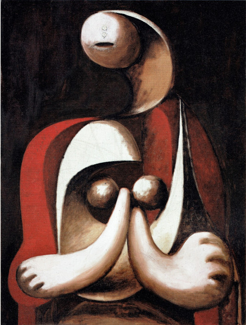 Pablo Picasso - Woman sitting in a red armchair 1932 Poster Canvas Movie Film Pr