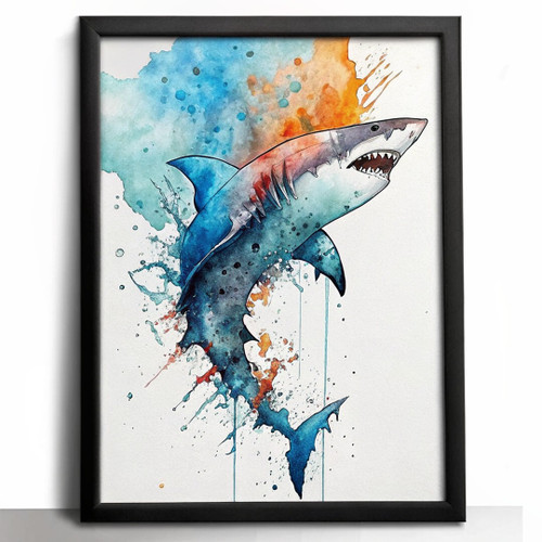 Watercolour Great White Shark Art Print Poster Canvas Movie Film Print A0 A1 A2