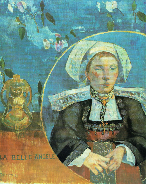 Paul Gauguin- La Belle Angele( Portrait of Madame satre)-1889 Poster Canvas Movi