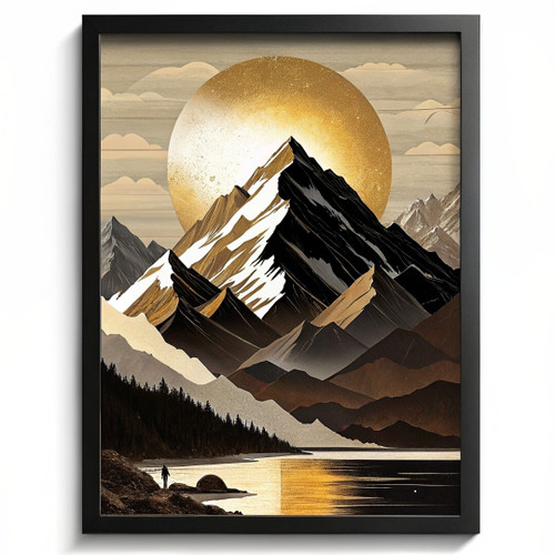 Golden Mountain Sunrise Artwork Print (2) Poster Canvas Movie Film Print A0 A1 A
