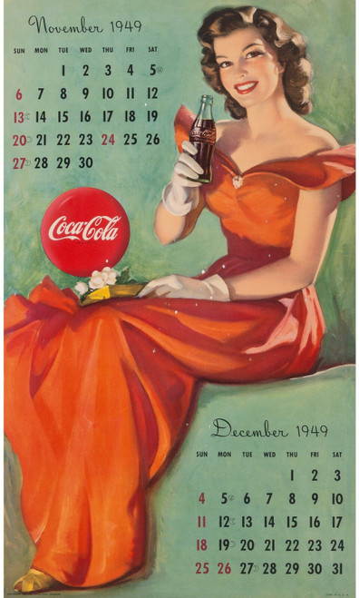 Gil Elvgren - Pinup Girl - Cola Calendar Page 5 1949 Poster Canvas Movie Film Pr
